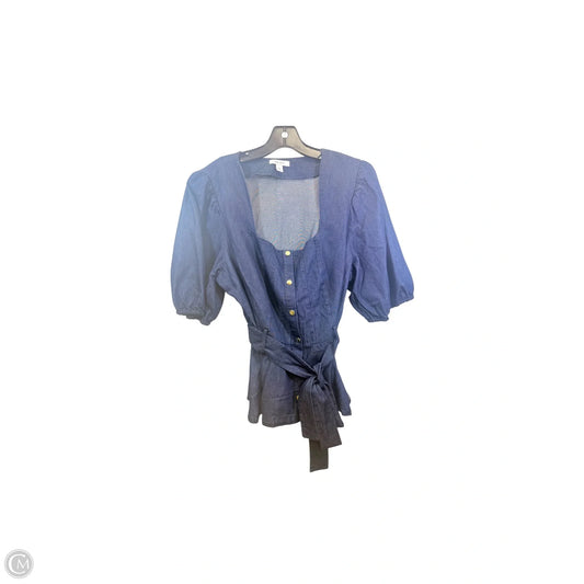 Top Short Sleeve By Nine West Apparel In Blue Denim, Size: Xxl