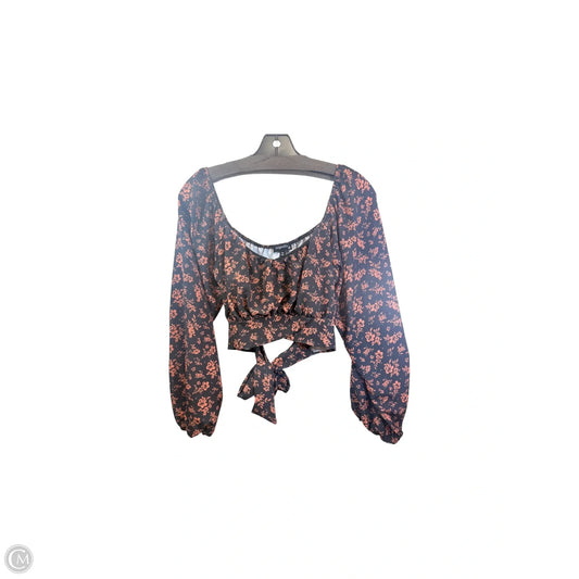 Top Long Sleeve By Originality In Black & Orange, Size: M