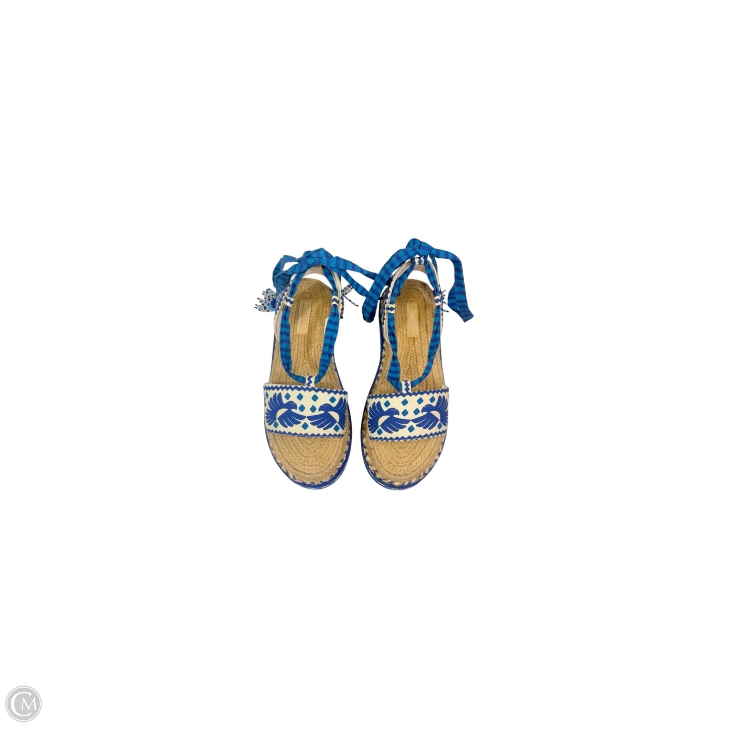Sandals Heels Platform By Farm Rio In Blue & White, Size: 10