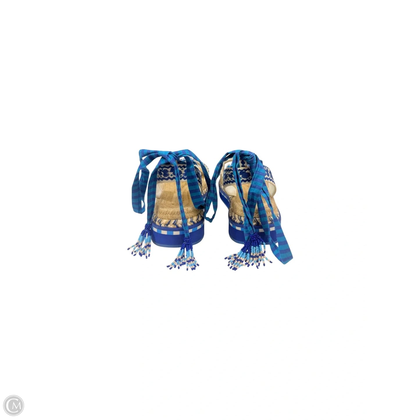 Sandals Heels Platform By Farm Rio In Blue & White, Size: 10