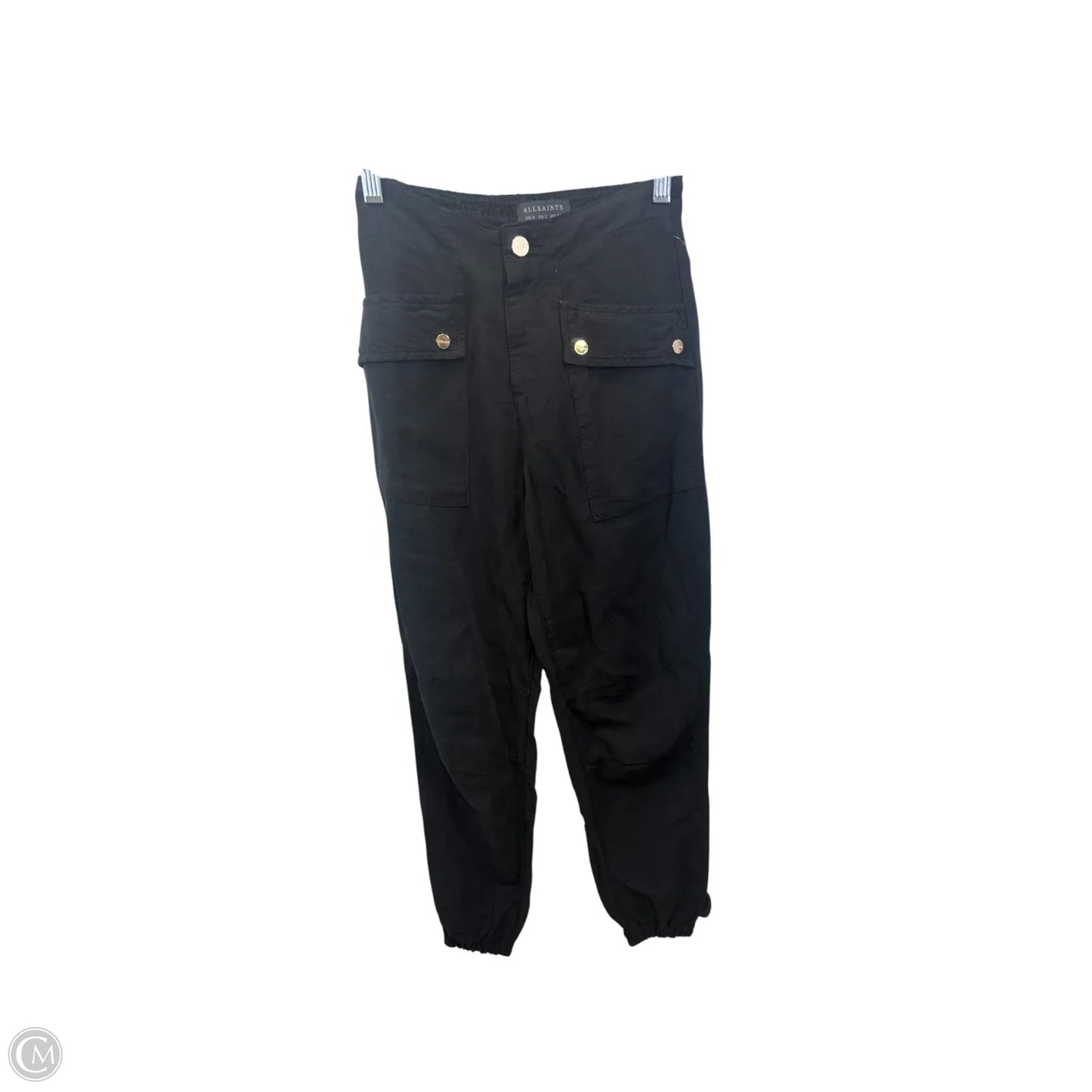 Pants Designer By All Saints In Black & Gold, Size: 2