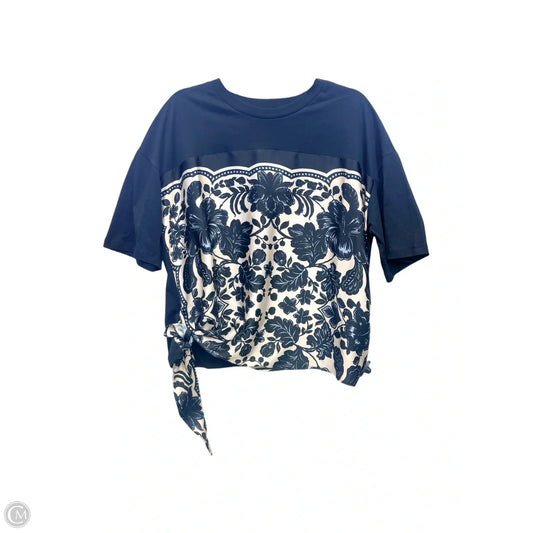 Top Short Sleeve Designer By Sandro In Black & Cream, Size: 4