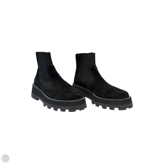 Boots Luxury Designer By Jimmy Choo In Black & Silver, Size: 8.5