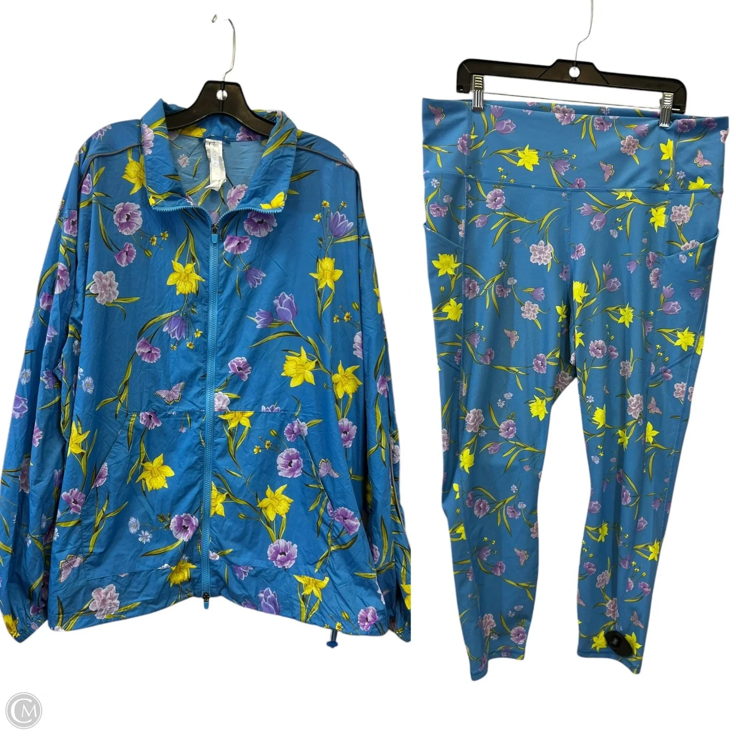 Athletic Pants 2pc By Fabletics In Floral Print, Size: 2x