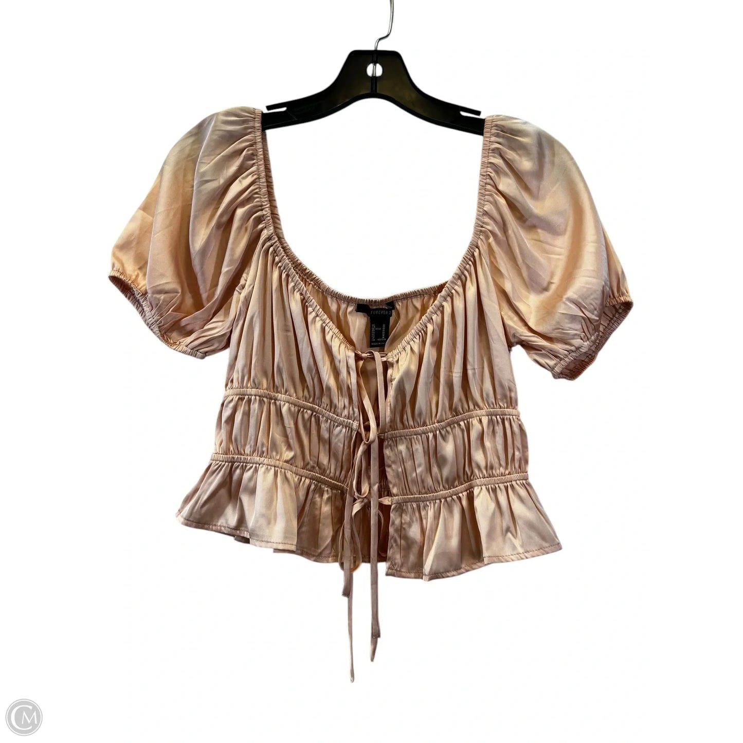 Top Short Sleeve By Forever 21 In Peach, Size: M