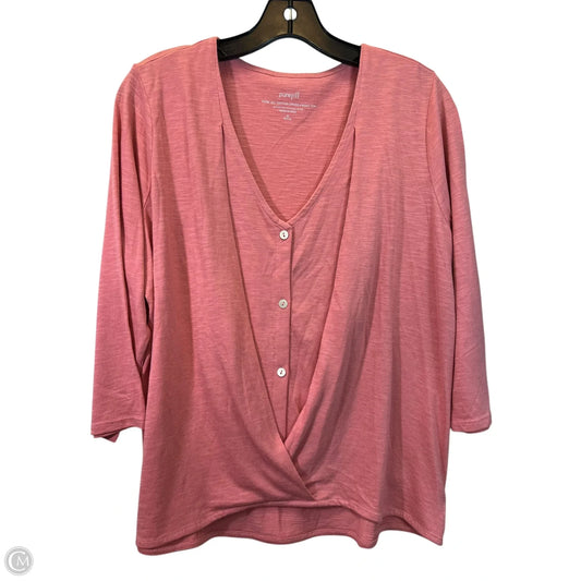 Top 3/4 Sleeve Basic By Pure Jill In Peach, Size: Mp