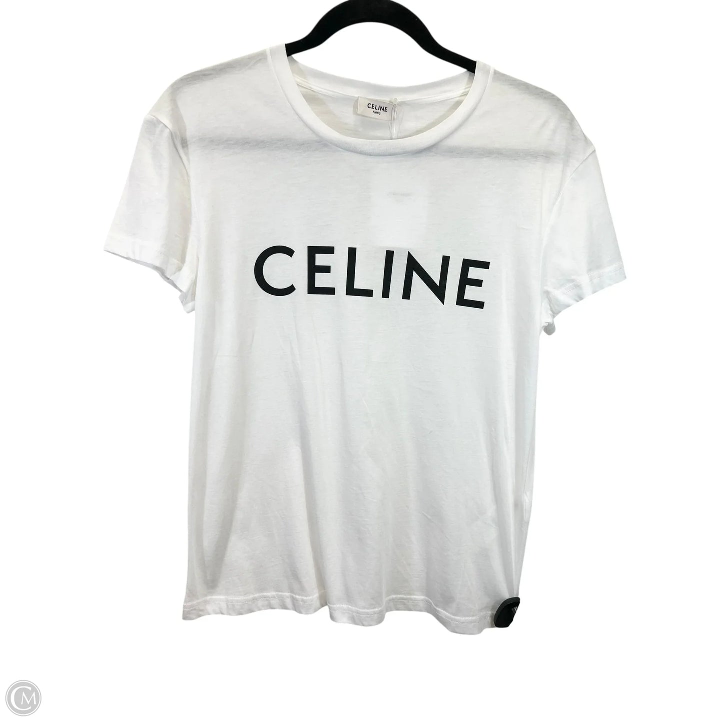 Top Short Sleeve Luxury Designer By Celine In White, Size: M