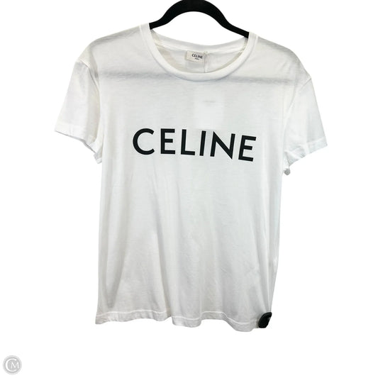 Top Short Sleeve Luxury Designer By Celine In White, Size: M