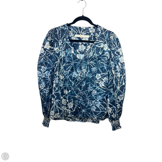 Top Long Sleeve Designer By Marie and Oliver In Blue & White, Size: Xs