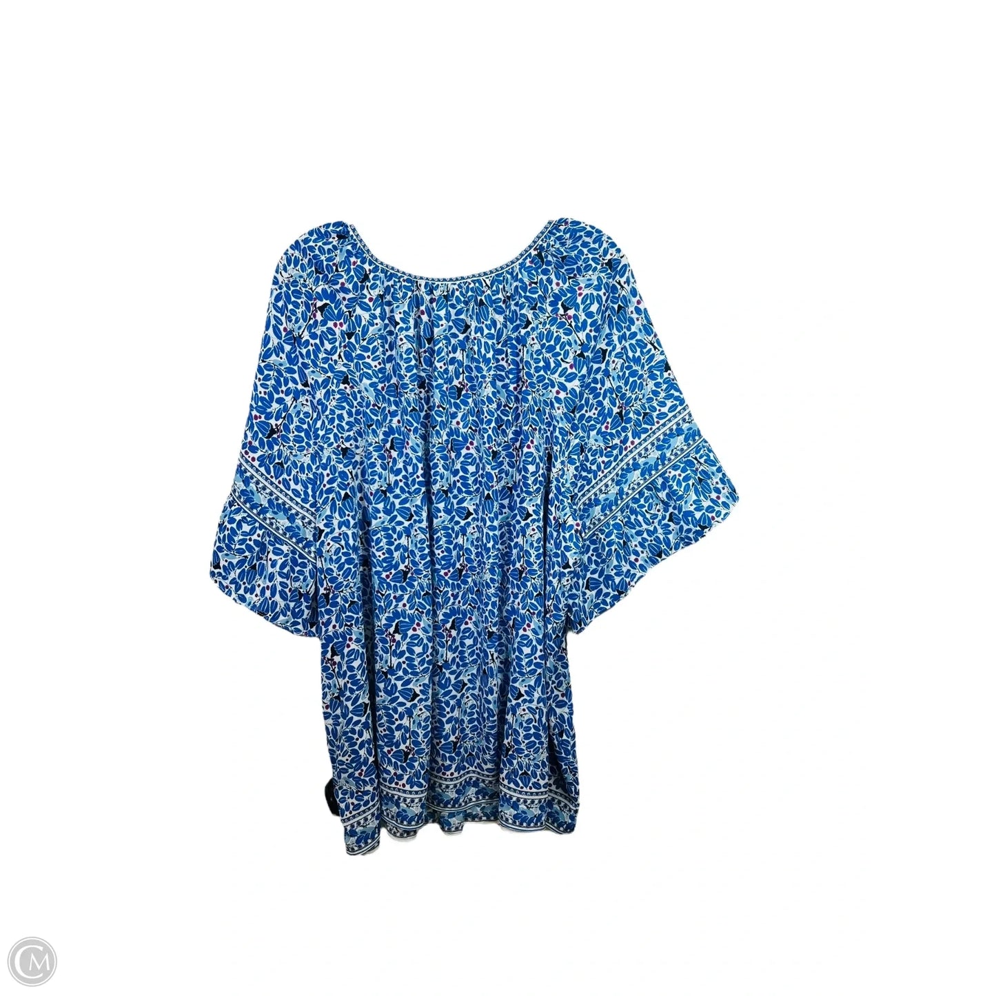 Top Short Sleeve By Max Studio In Blue & White, Size: 3x