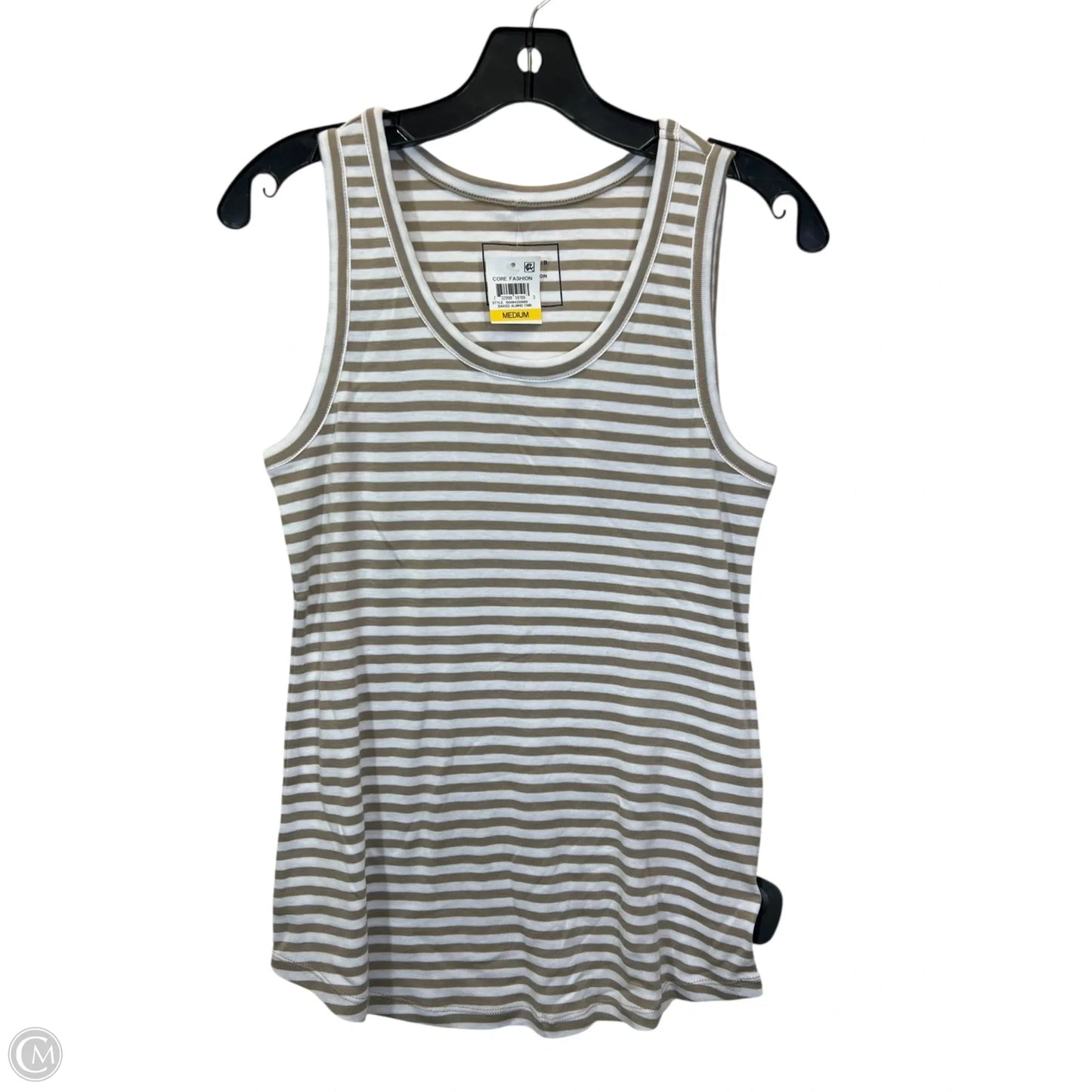 Top Sleeveless By Charter Club In Tan & White, Size: M