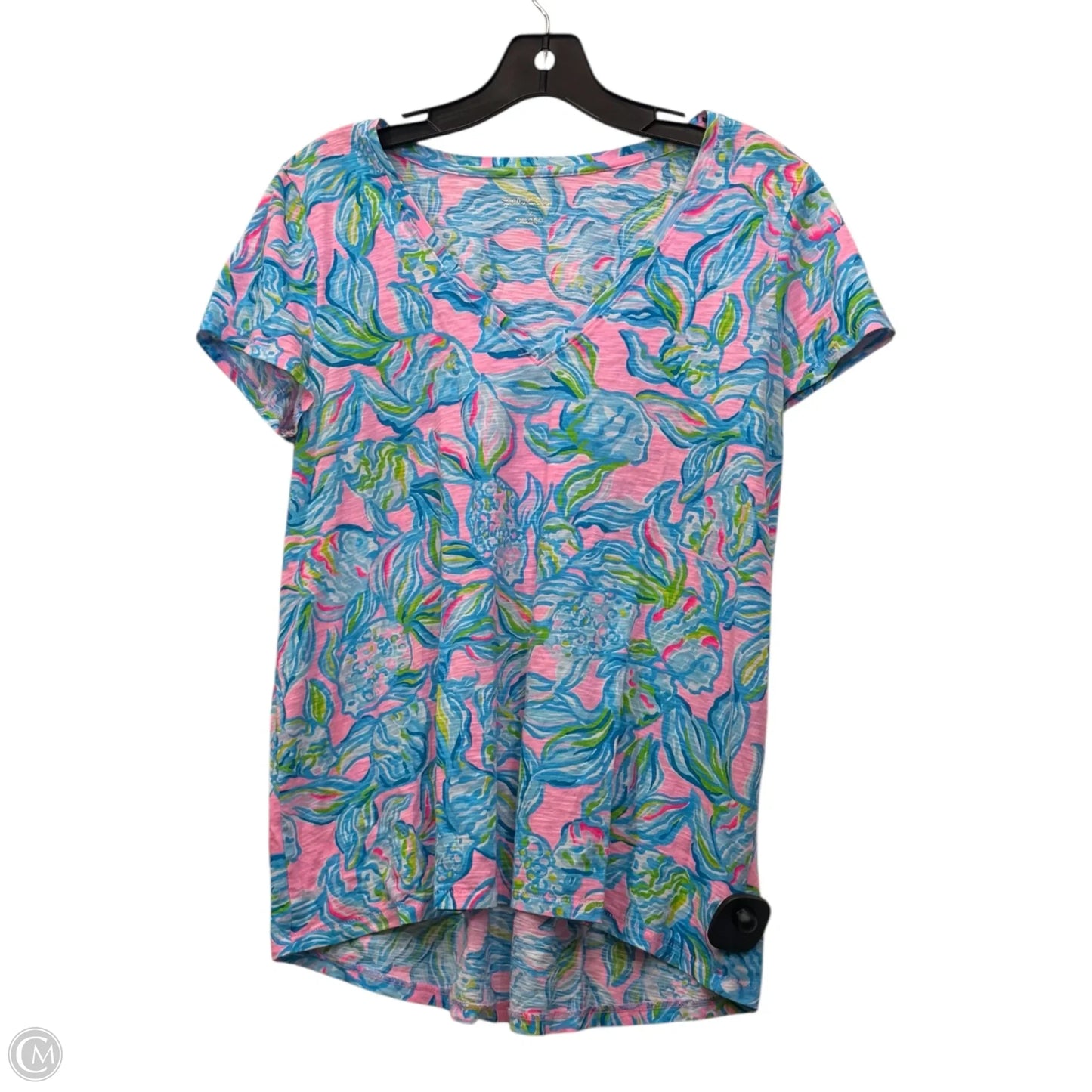 Top Short Sleeve By Lilly Pulitzer In Blue & Pink, Size: M