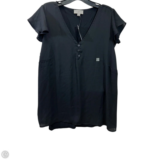 Top Short Sleeve By Loft In Black, Size: L