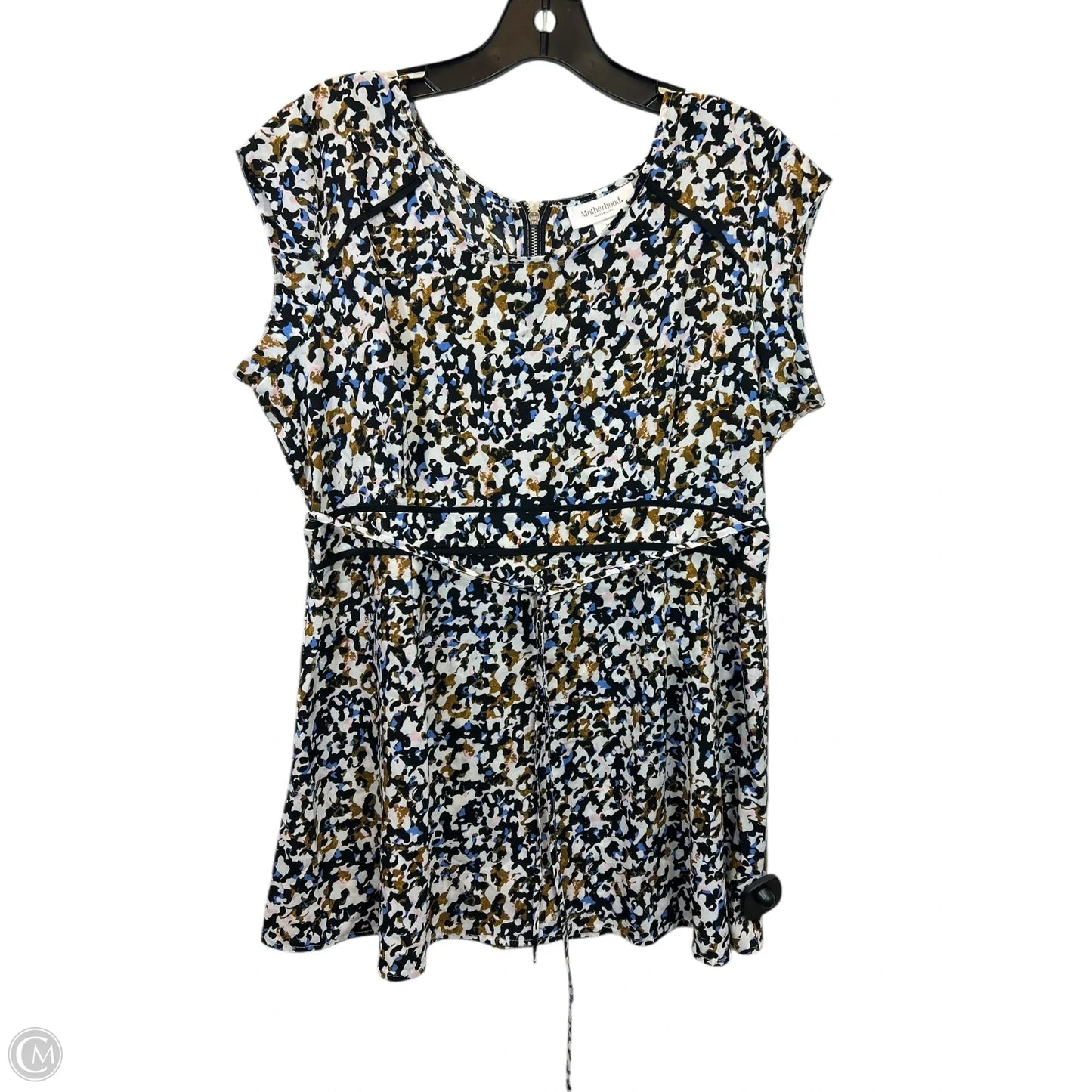 Top Short Sleeve By Motherhood In Black & Blue, Size: M