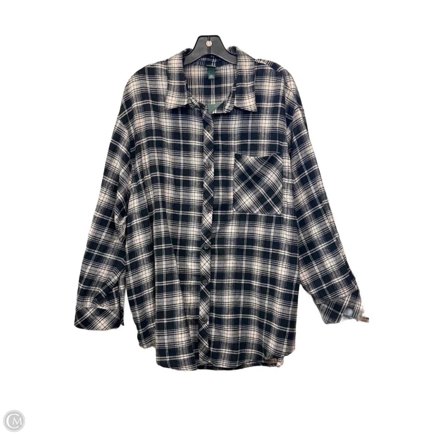 Top Long Sleeve By Wild Fable In Blue & Cream, Size: Xxl