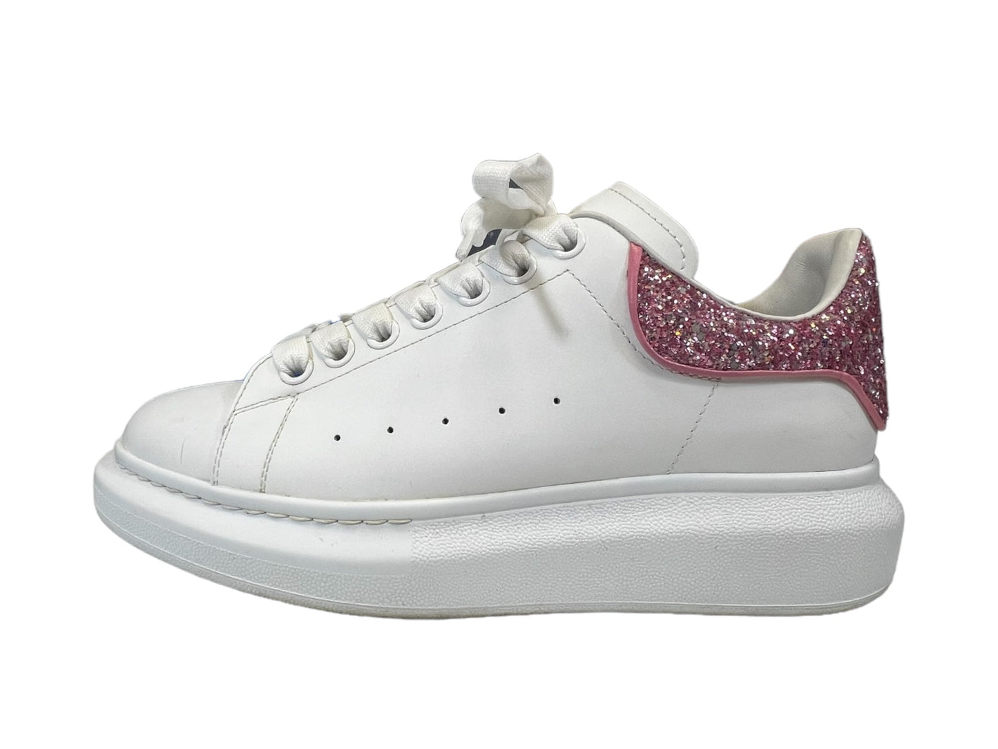 Pink & White Shoes Luxury Designer Alexander Mcqueen, Size 9.5