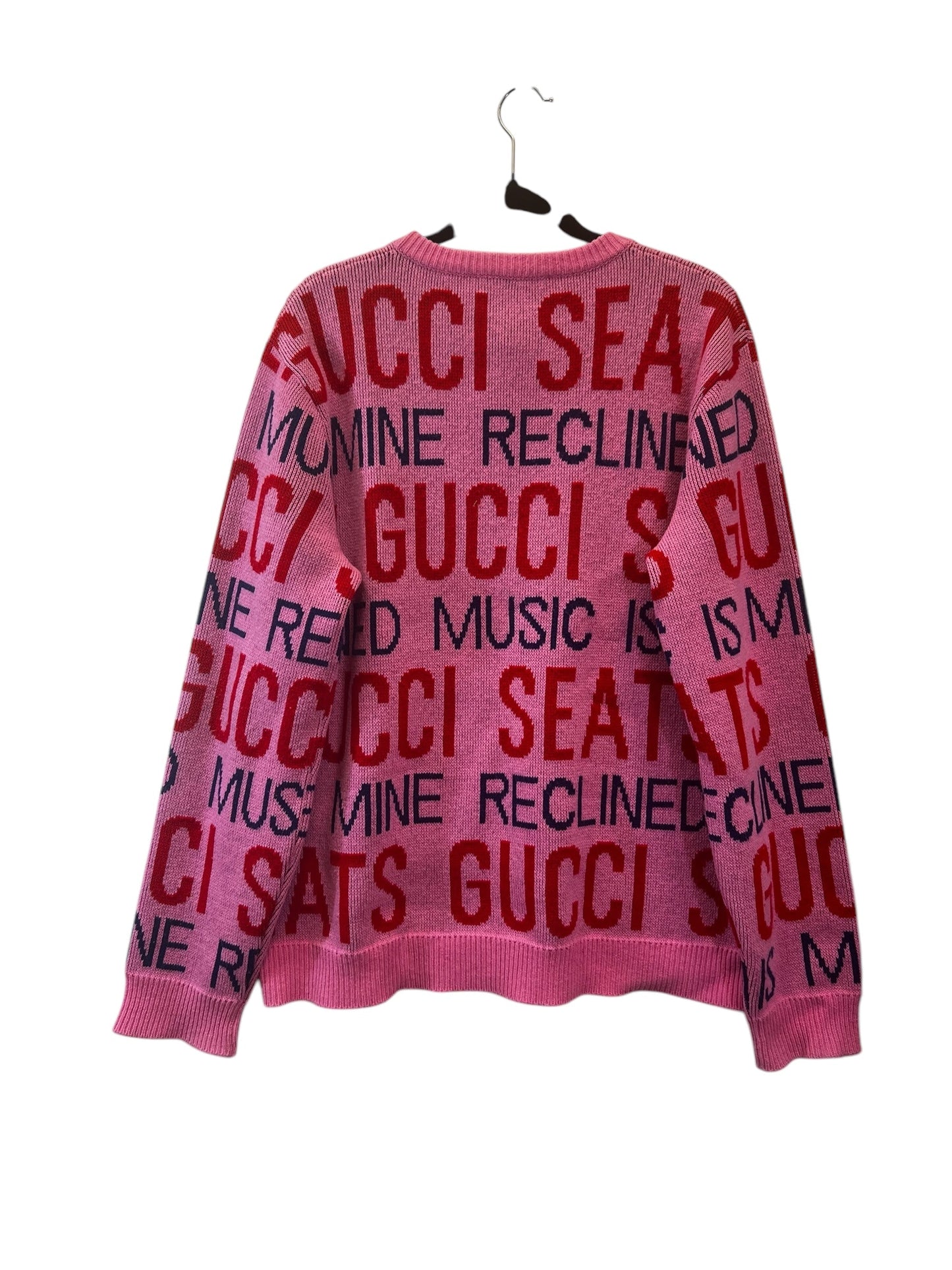 Sweater Luxury Designer By Gucci In Pink & Red, Size: L