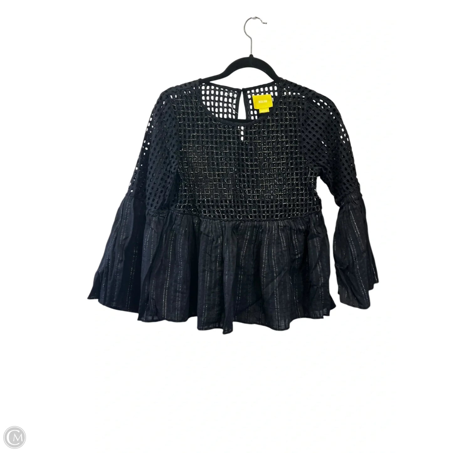 Top Long Sleeve Designer By Maeve In Black & Gold, Size: Xs