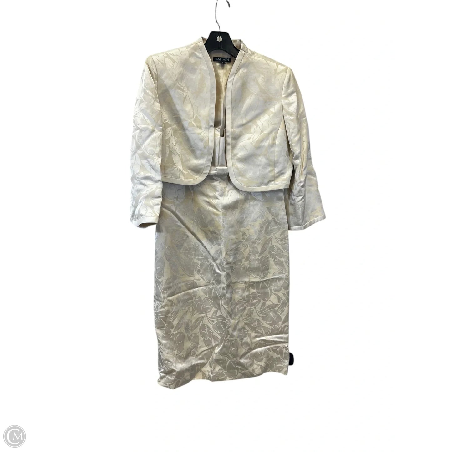 Dress Designer By Tahari By Arthur Levine In Cream, Size: M