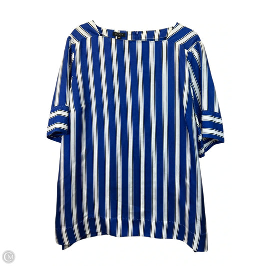 Top Short Sleeve Designer By Escada In Blue & White, Size: Xl