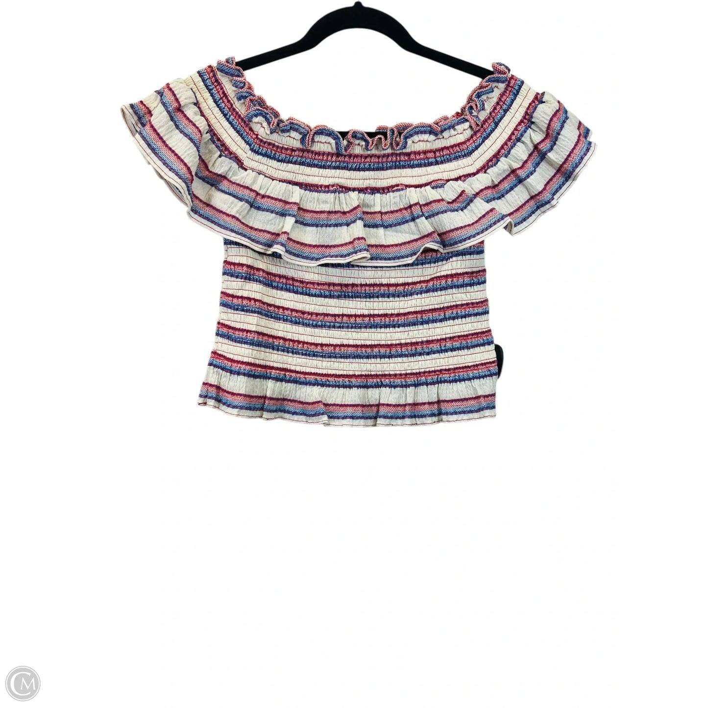 Top Short Sleeve Designer By Parker In Blue & Red & White, Size: S
