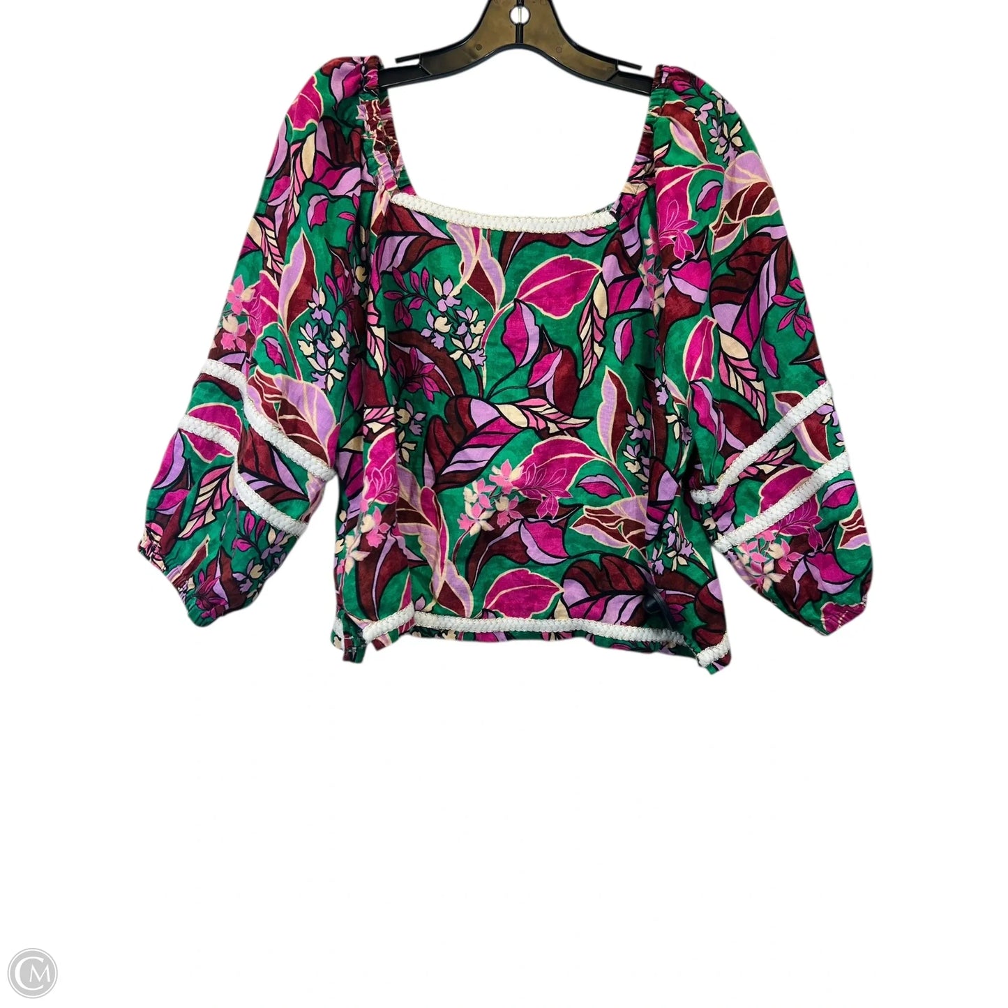Top Short Sleeve By Cynthia Rowley In Green & Pink, Size: L