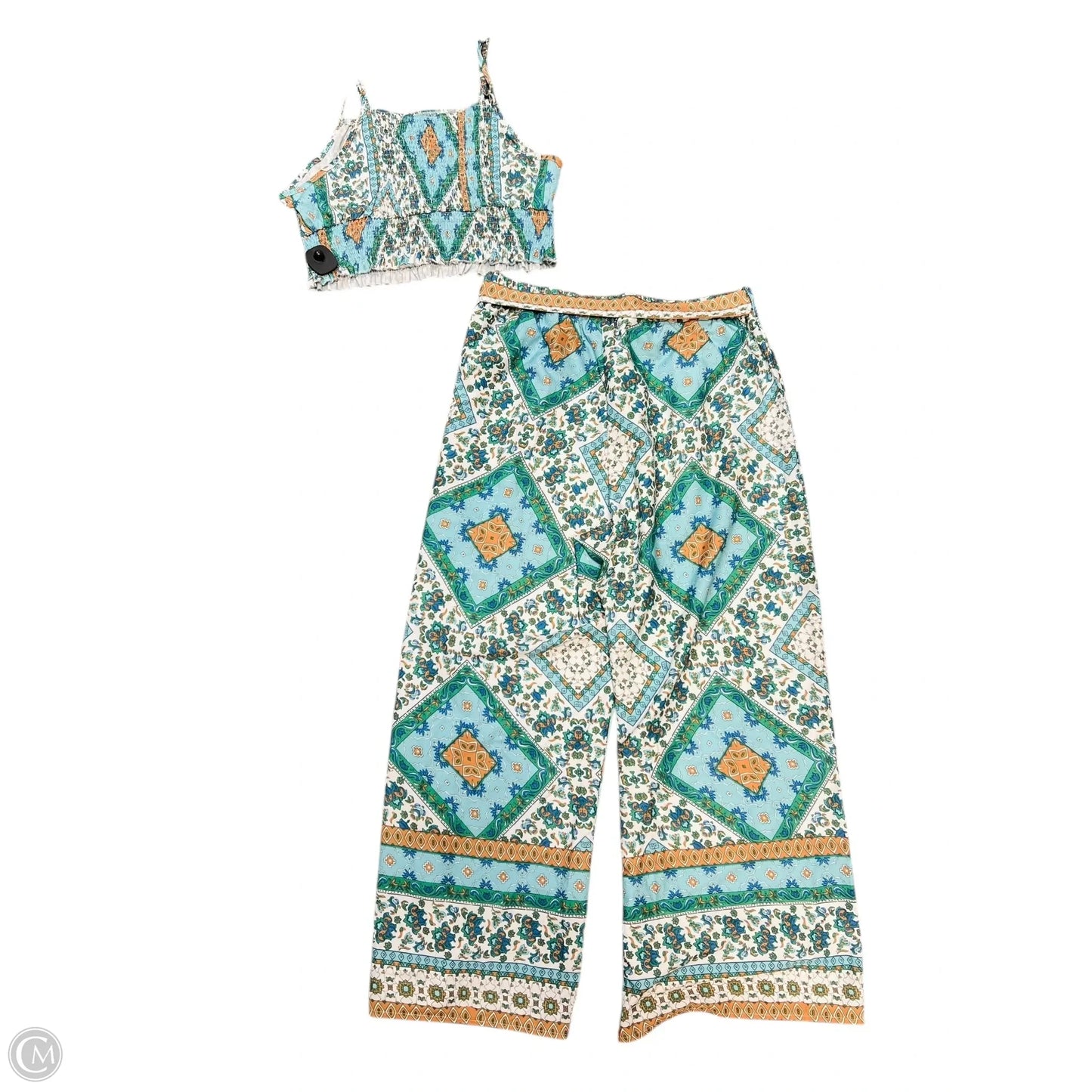 Pants Set 2pc By Shein In Blue & Green, Size: 1x