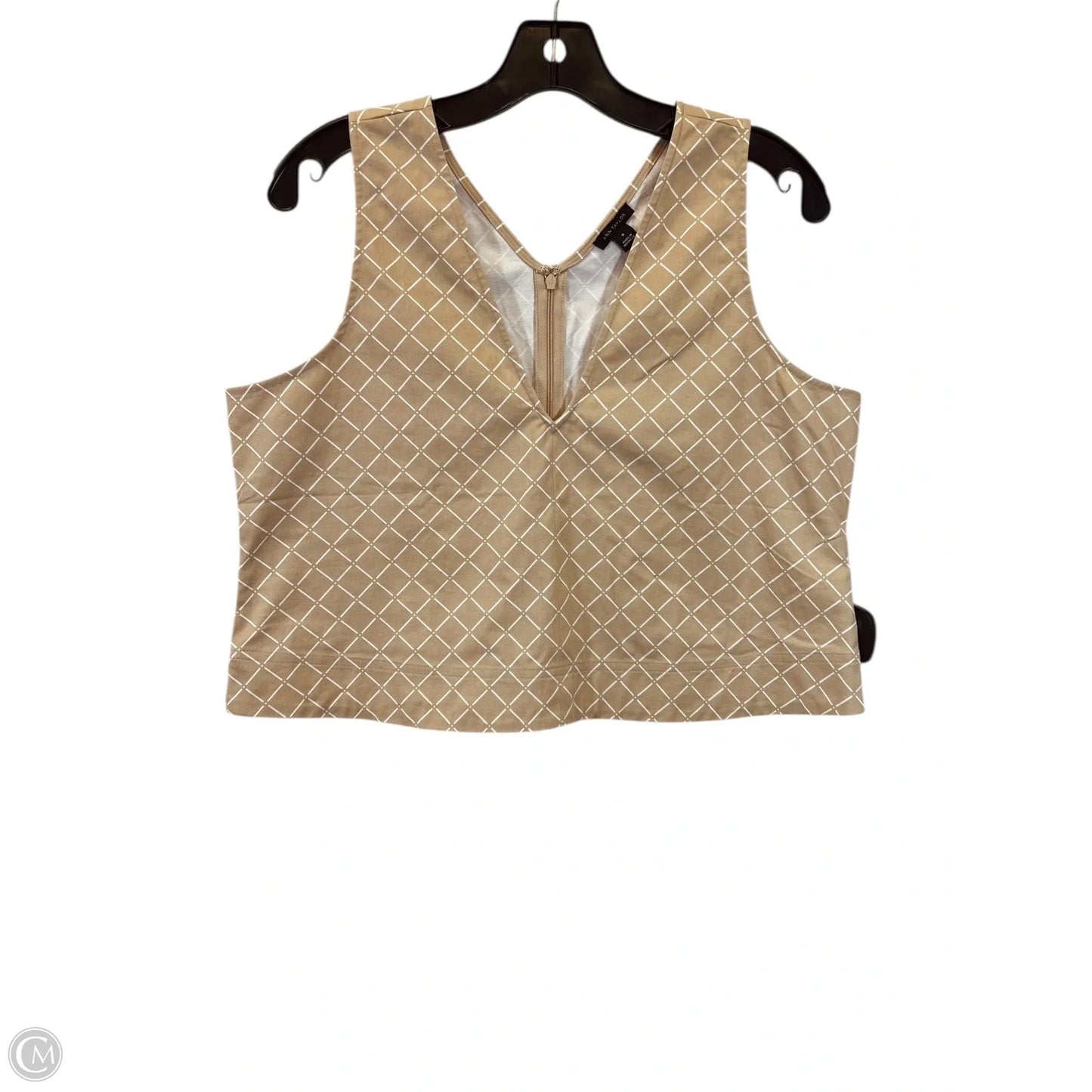Top Sleeveless By Ann Taylor In Tan & White, Size: M