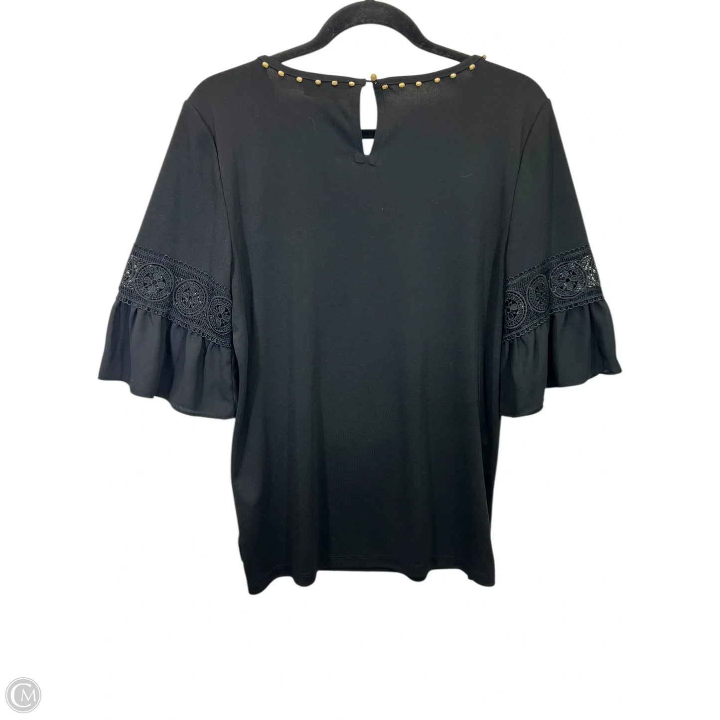 Top Short Sleeve Designer By Karl Lagerfeld In Black, Size: M