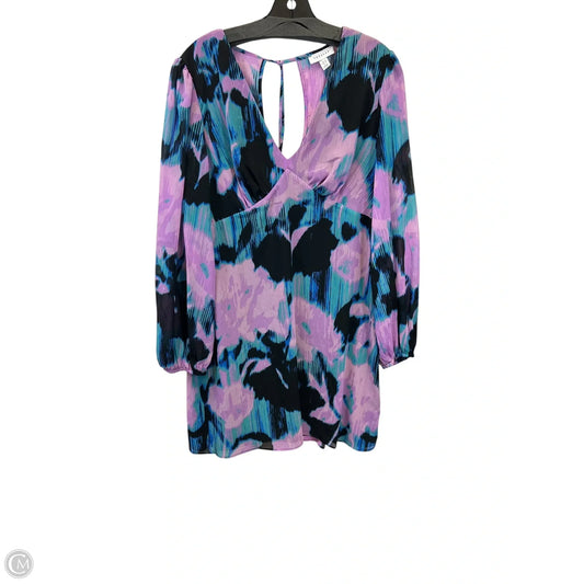 Dress Casual Midi By Top Shop In Black & Purple, Size: L