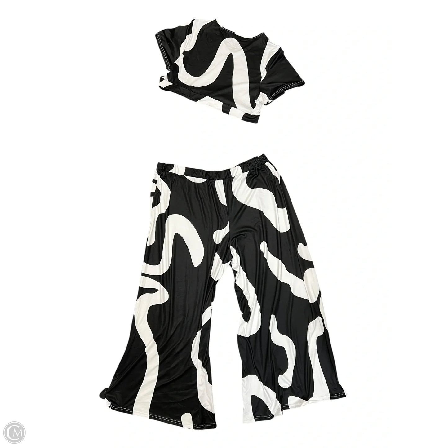 Pants Set 2pc By Shein In Black & White, Size: 4x