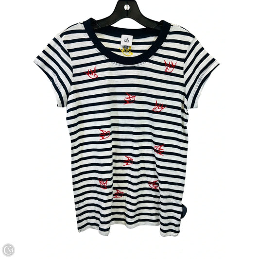 Top Short Sleeve Basic By Cabi In Striped Pattern, Size: S