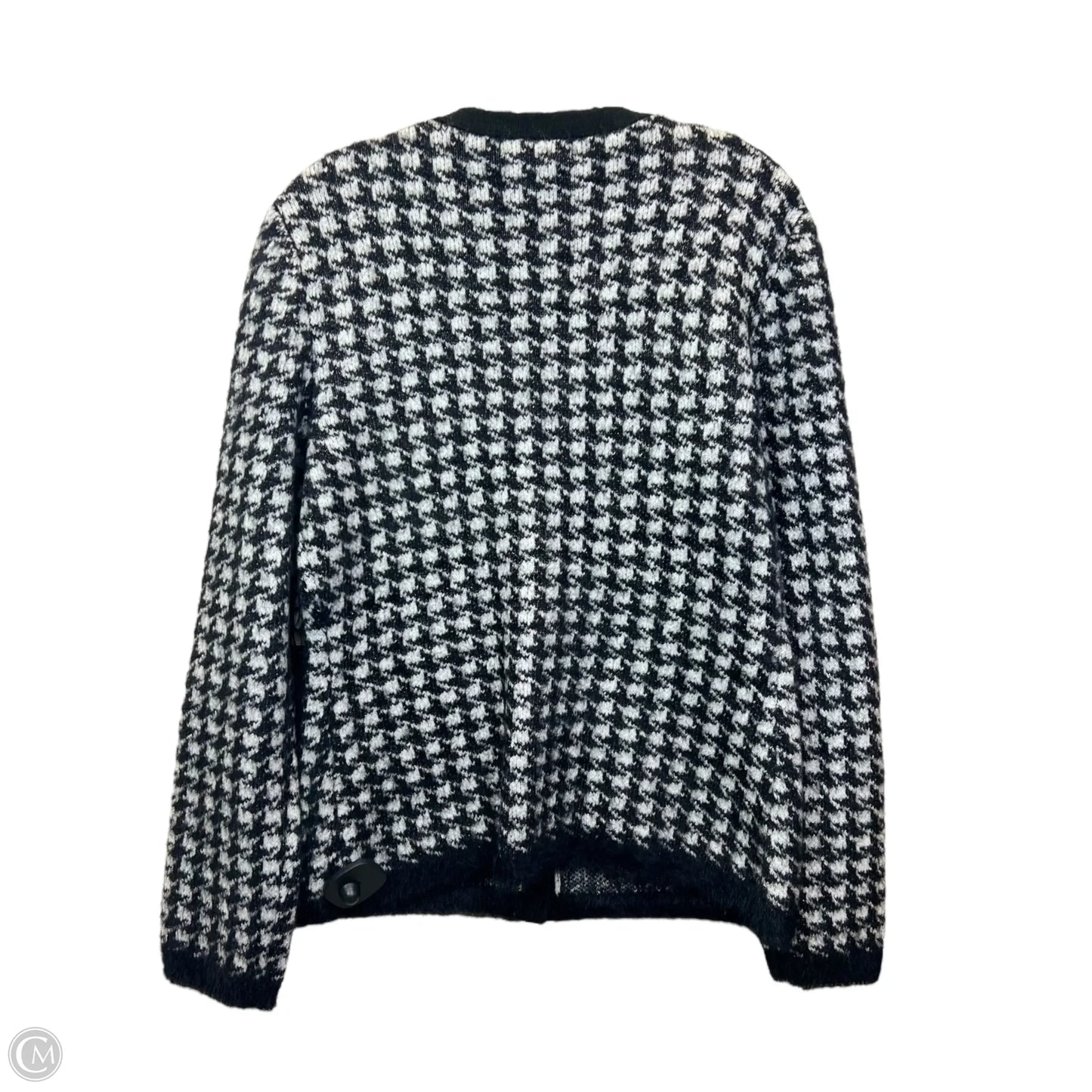 Sweater Cardigan Designer By Tahari In Black & White, Size: M
