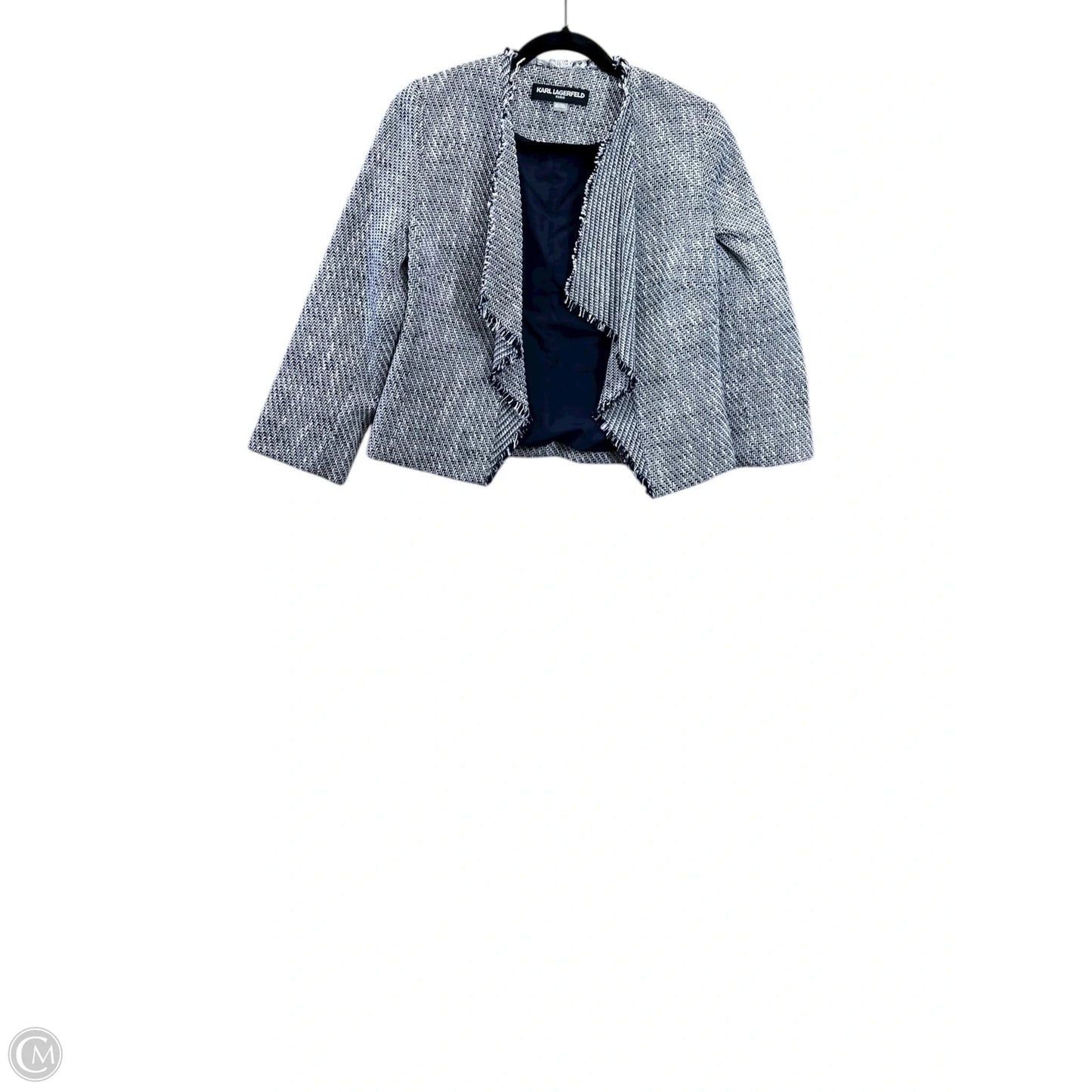 Cardigan Designer By Karl Lagerfeld In Blue & White, Size: Xs