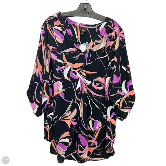 Top Short Sleeve By Worthington In Black & Purple, Size: 2x