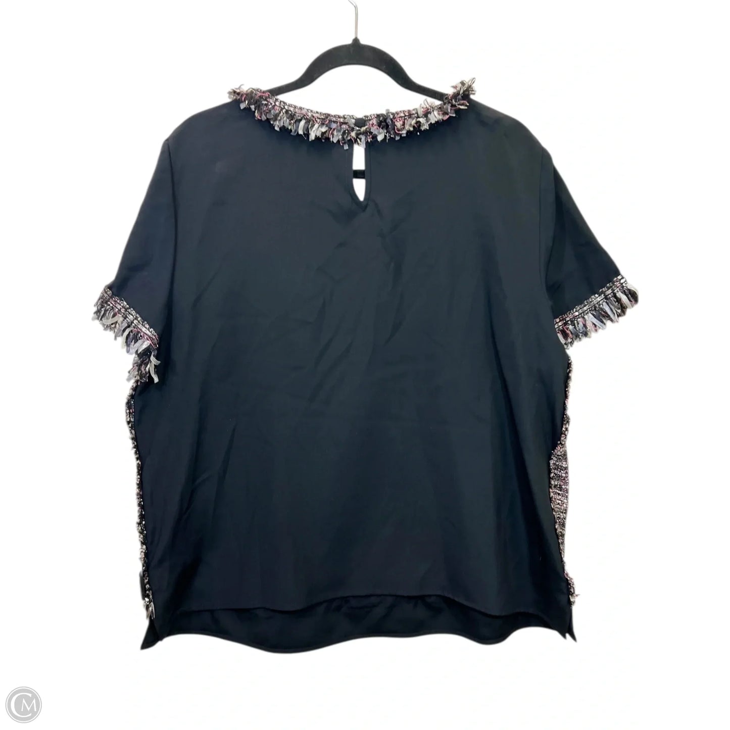 Top Short Sleeve Designer By St. John In Black & Pink, Size: Xl