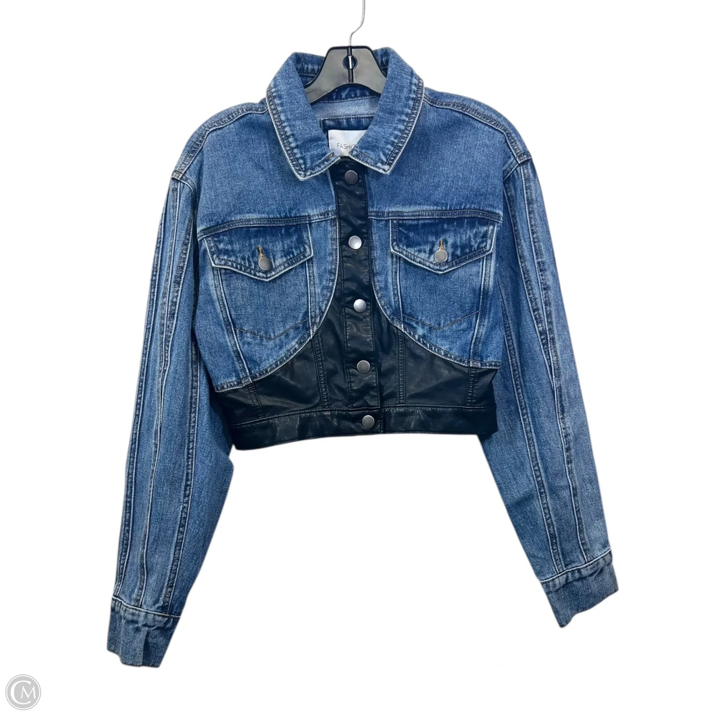 Jacket Denim By Fashion Nova In Black & Blue, Size: S