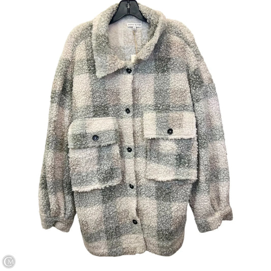 Jacket Faux Fur & Sherpa By Moon River In Cream & Grey, Size: L