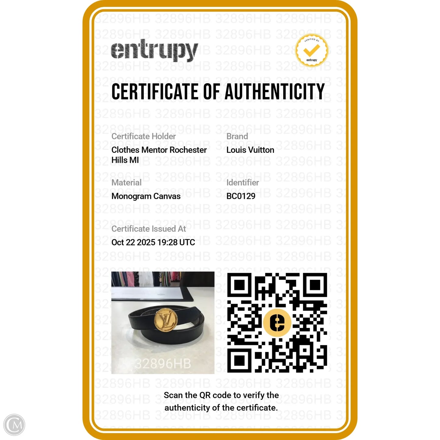 Belt Luxury Designer By Louis Vuitton, Size: Small