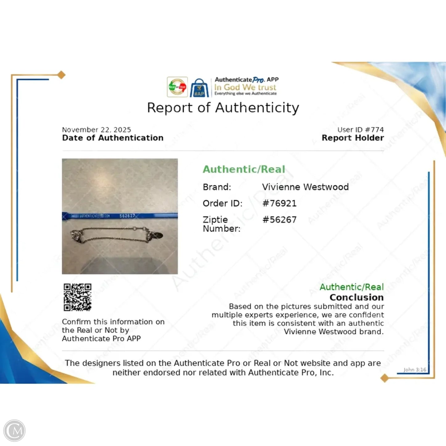 Bracelet Luxury Designer By Vivienne Westwood