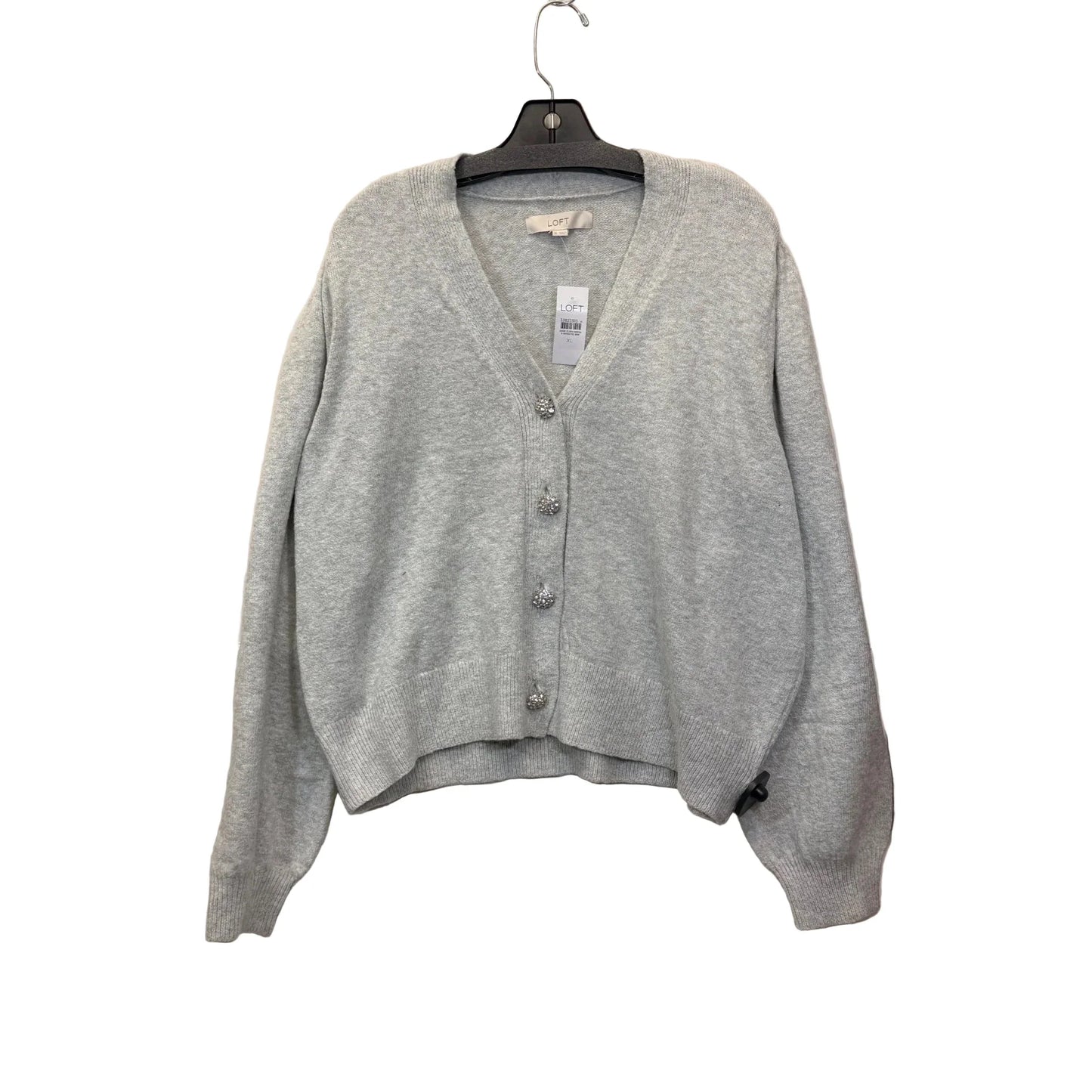 Sweater Cardigan By Loft In Grey, Size: Xl