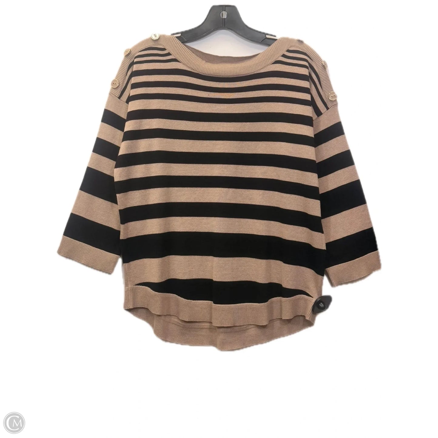 Top 3/4 Sleeve By Cable And Gauge In Black & Brown, Size: M