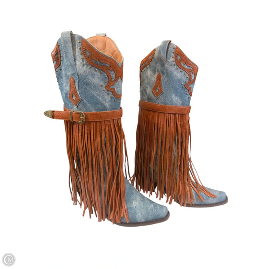Boots Western In Blue Denim, Size: 8