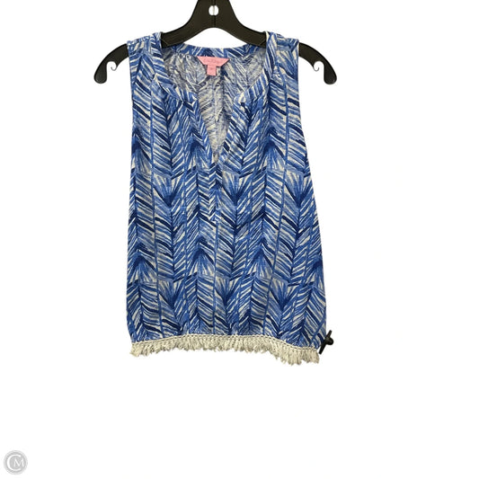Top Sleeveless Designer By Lilly Pulitzer In Blue & White, Size: Xs