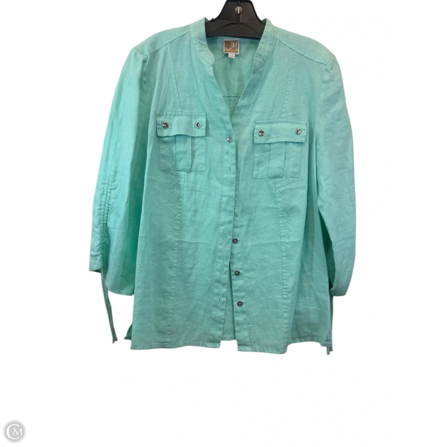 Top 3/4 Sleeve By Jm Collections In Blue, Size: Xl