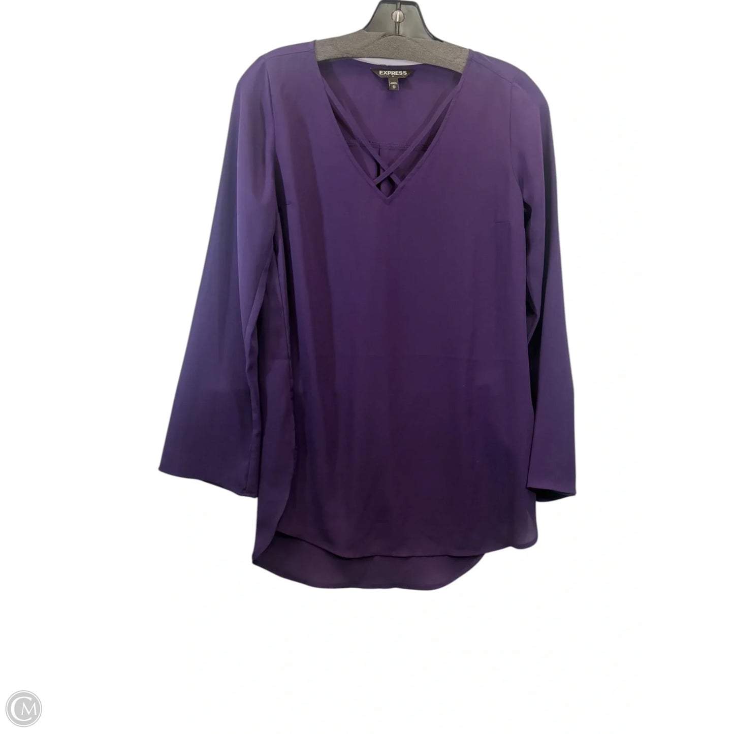 Top 3/4 Sleeve By Express In Purple, Size: Xs