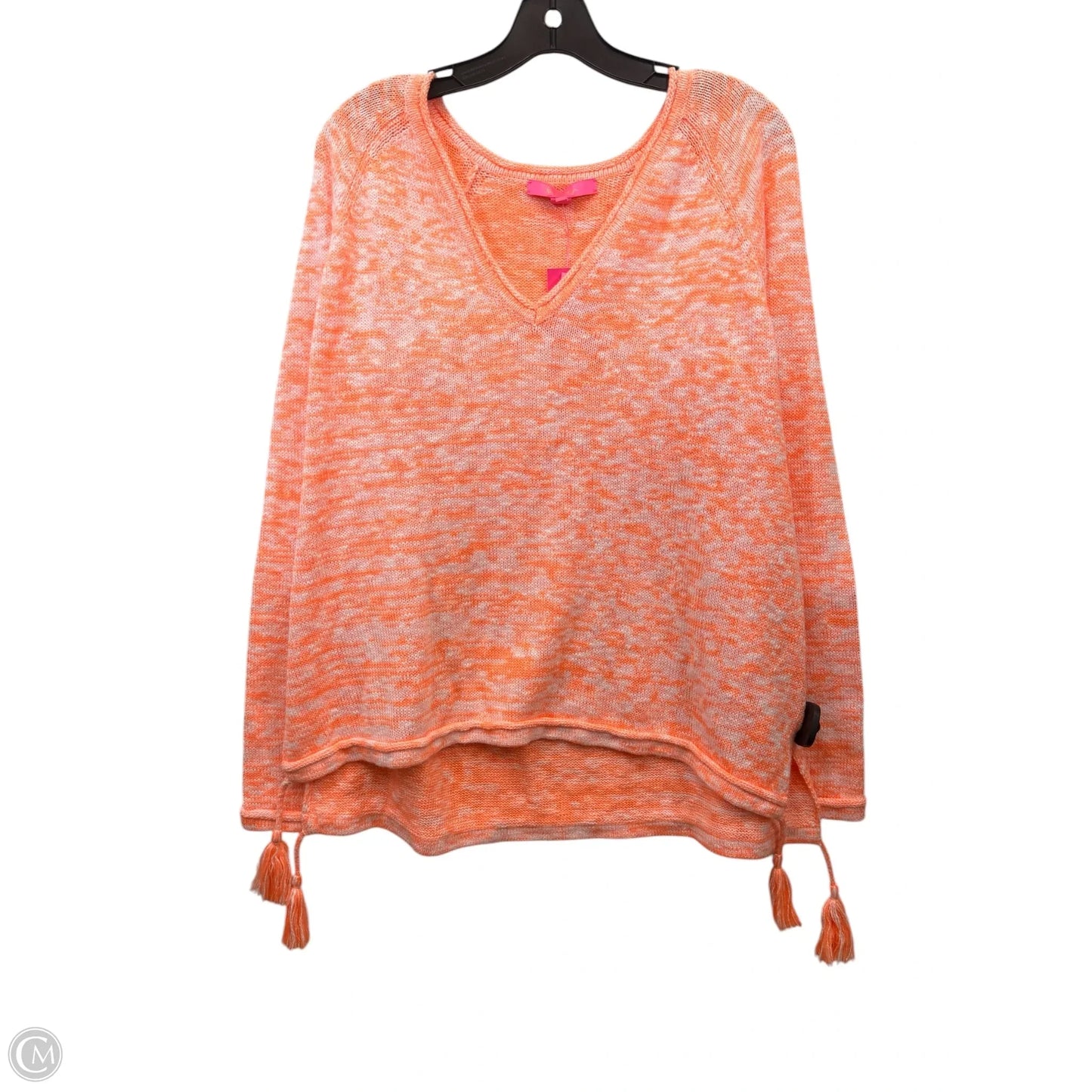 Sweater By Lilly Pulitzer In Orange & White, Size: Xl