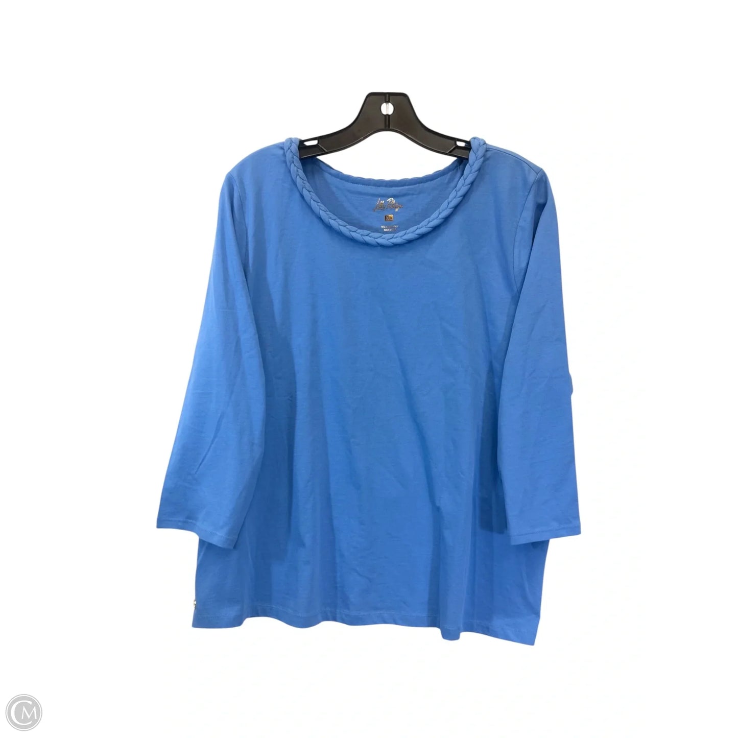 Top 3/4 Sleeve Designer By Lilly Pulitzer In Blue, Size: Xl