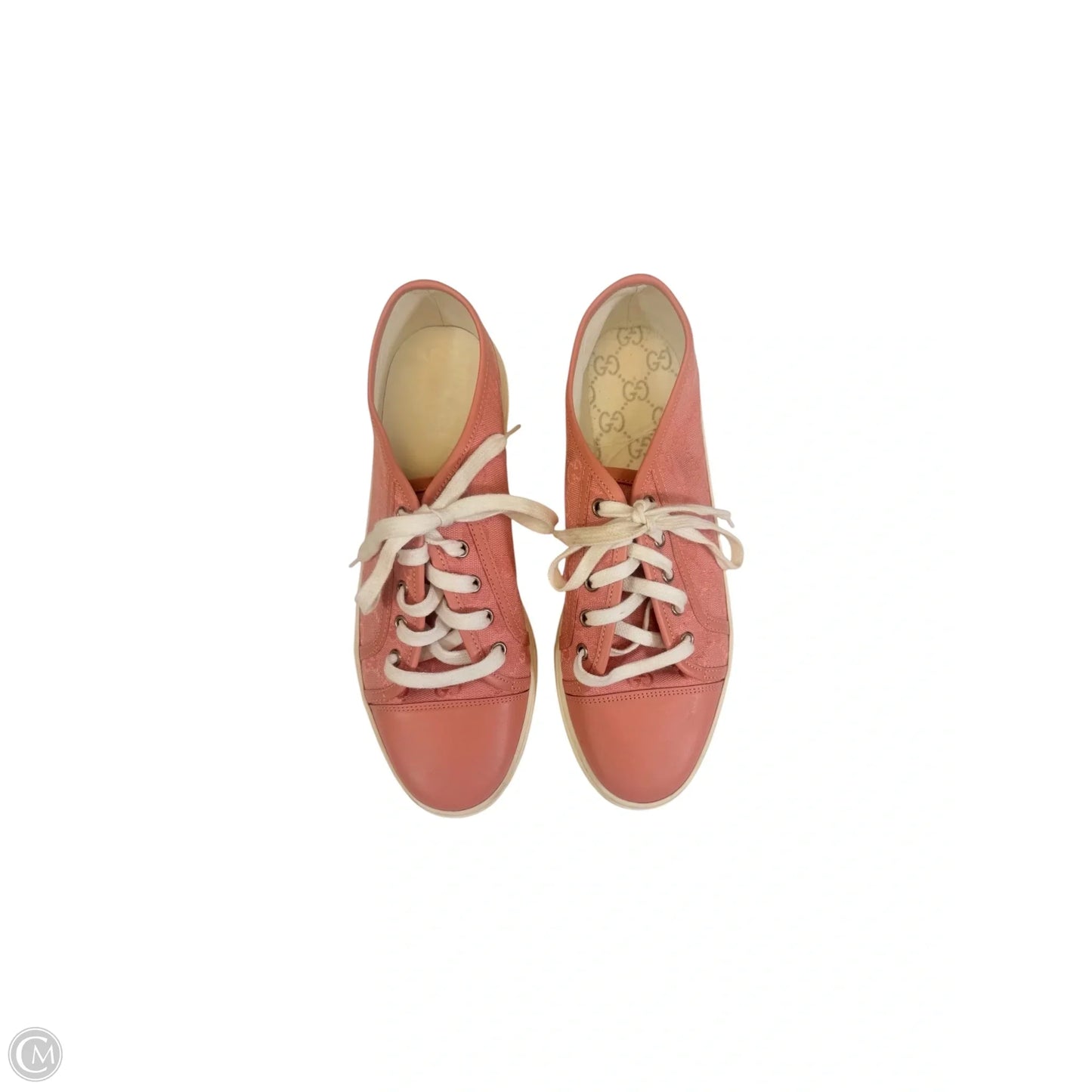 Shoes Luxury Designer By Gucci In Pink & White, Size: 11