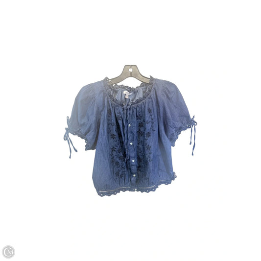 Top Short Sleeve By Free Assembly In Blue Denim, Size: L